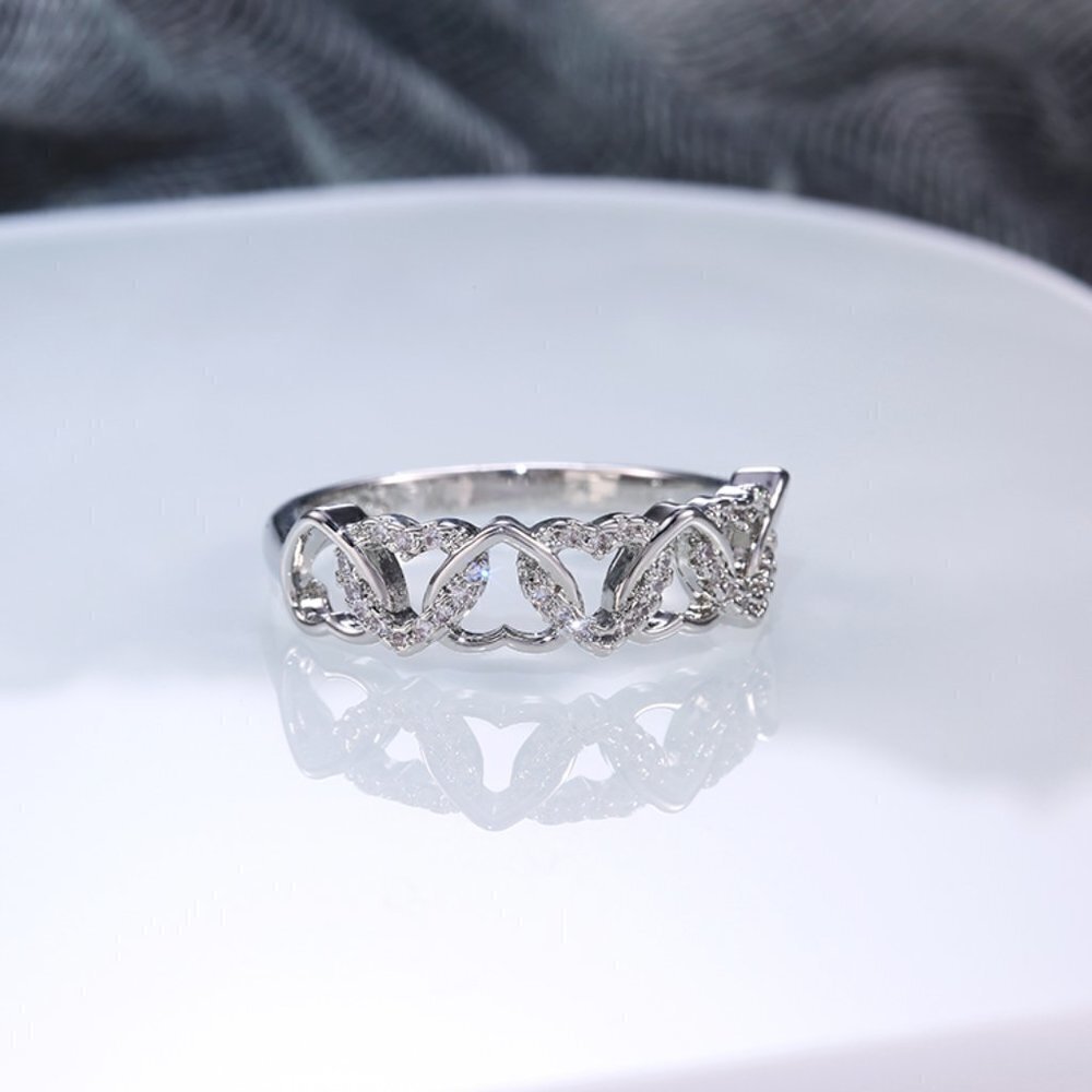 ✨ Lovely Anillos Hollow Many Heart Cross Sweet Zircon Rings for Women, PD085 - Picture 6 of 7
